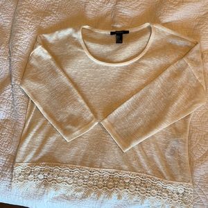 Cream quarter sleeve cropped sweater